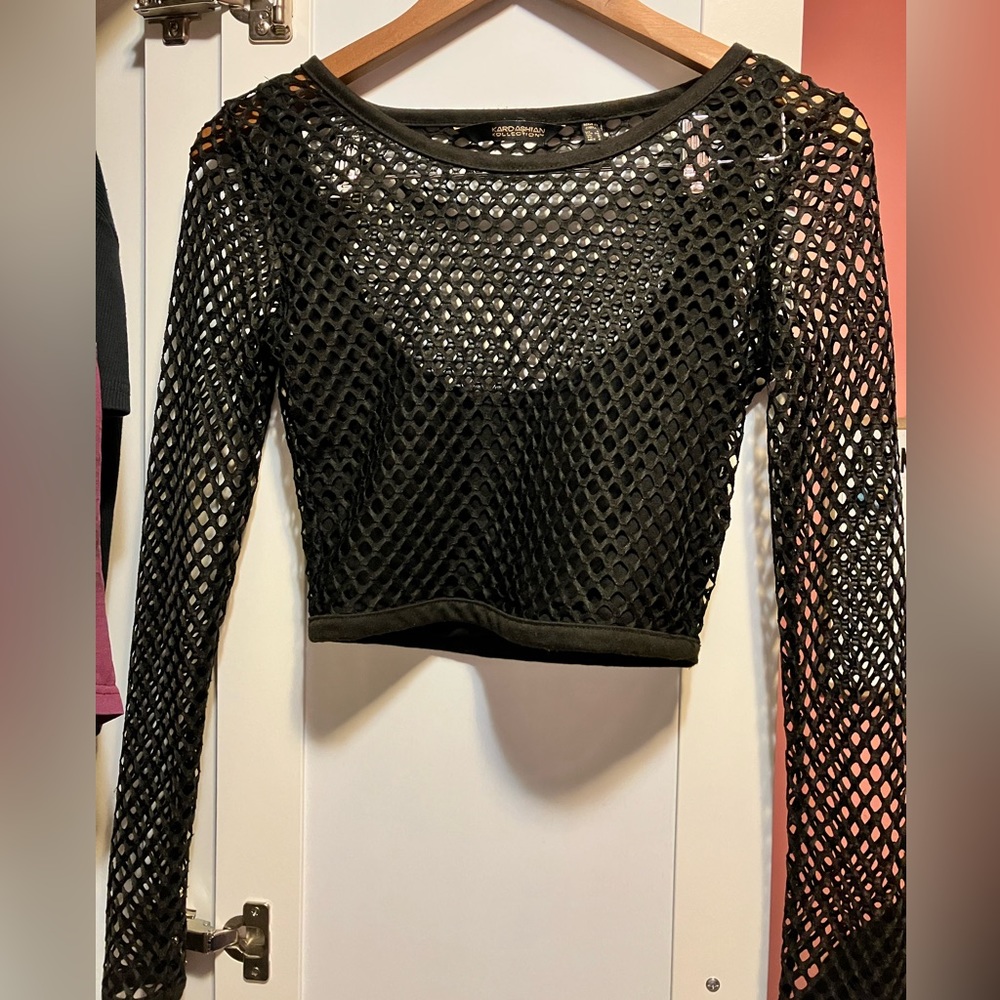 ls kardashian net mesh crop top